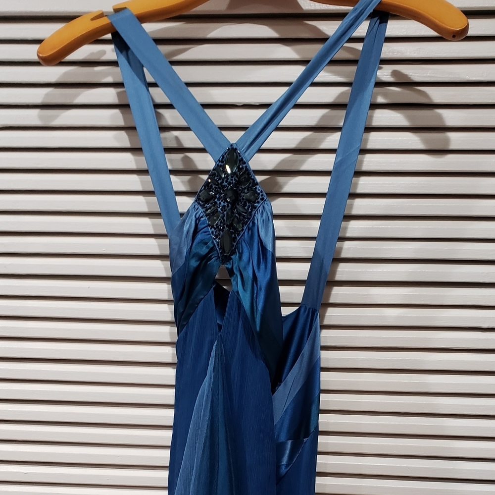 Beautiful silk turquoise evening dress